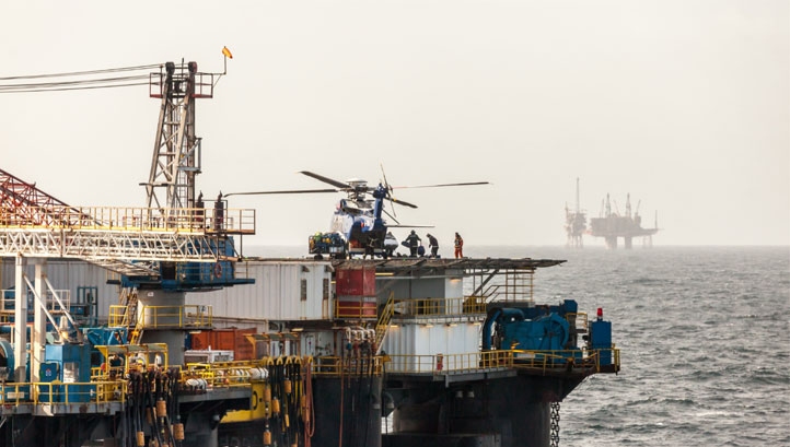 Pictured: A semi-submersible oil rig off the coast of Aberdeenshire